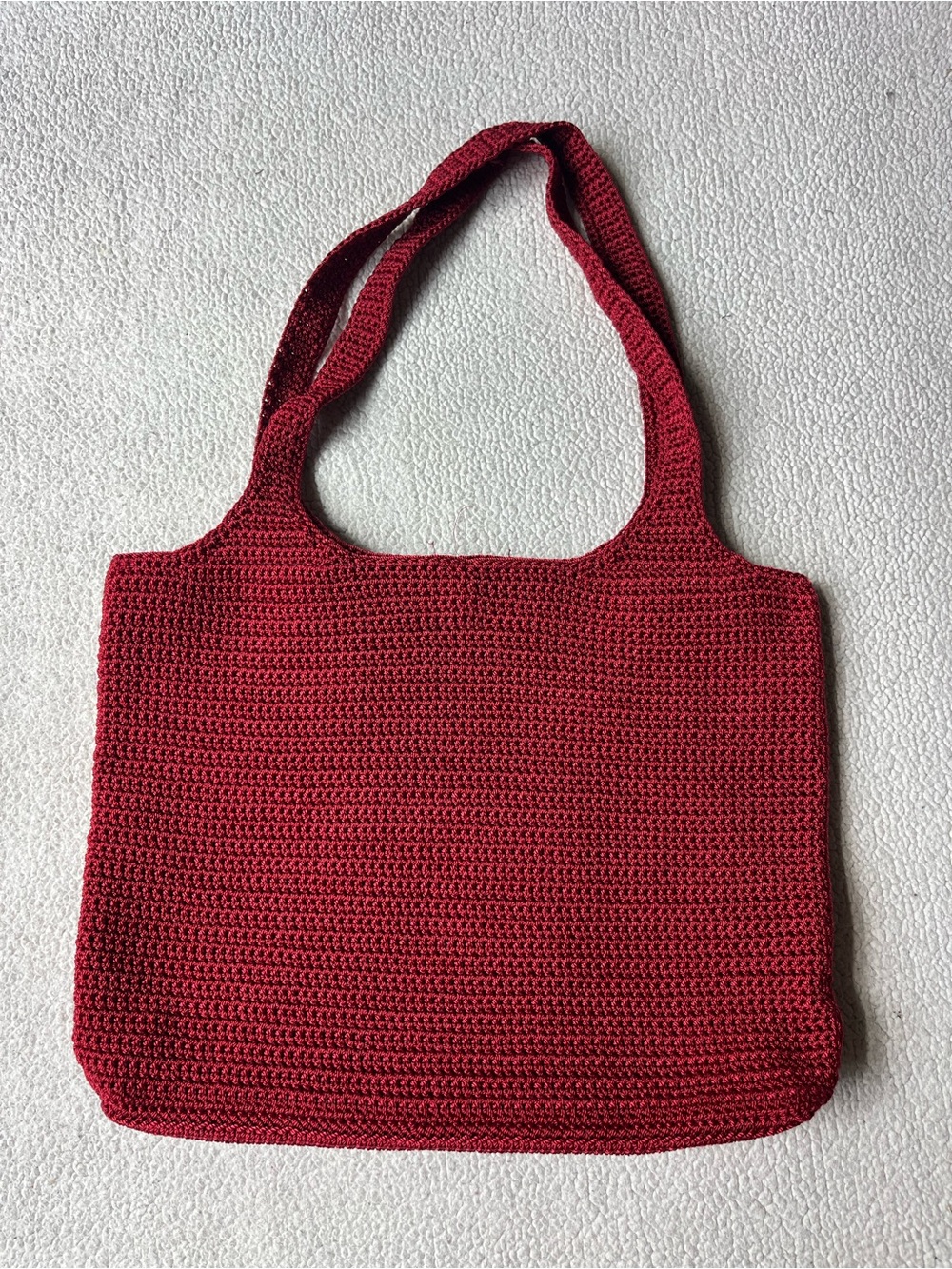 The Sak Red Large Crochet Knit Shoulder Bag Purse